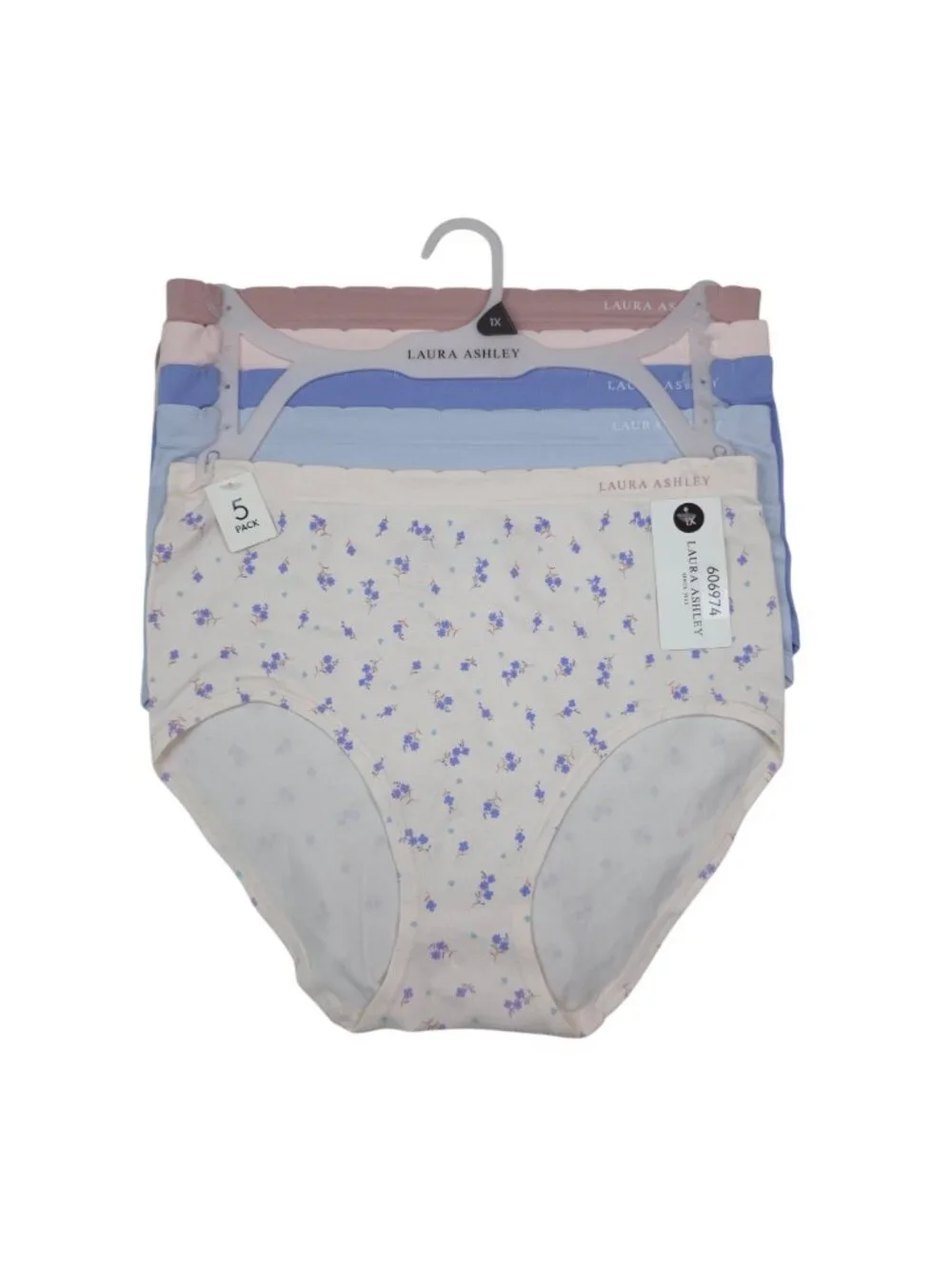 Laura Ashley Womens 5-Pack High-Waist Briefs Size 1X Soft Nylon Spandex